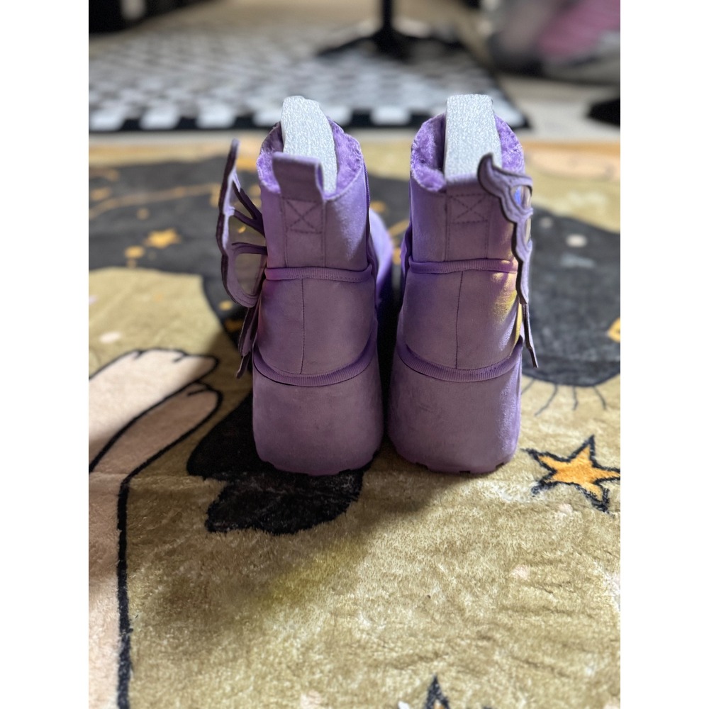 Current mood Womens Platform Ankle Boots Lavender  Iridescent Butterfly Wings - Picture 3 of 4